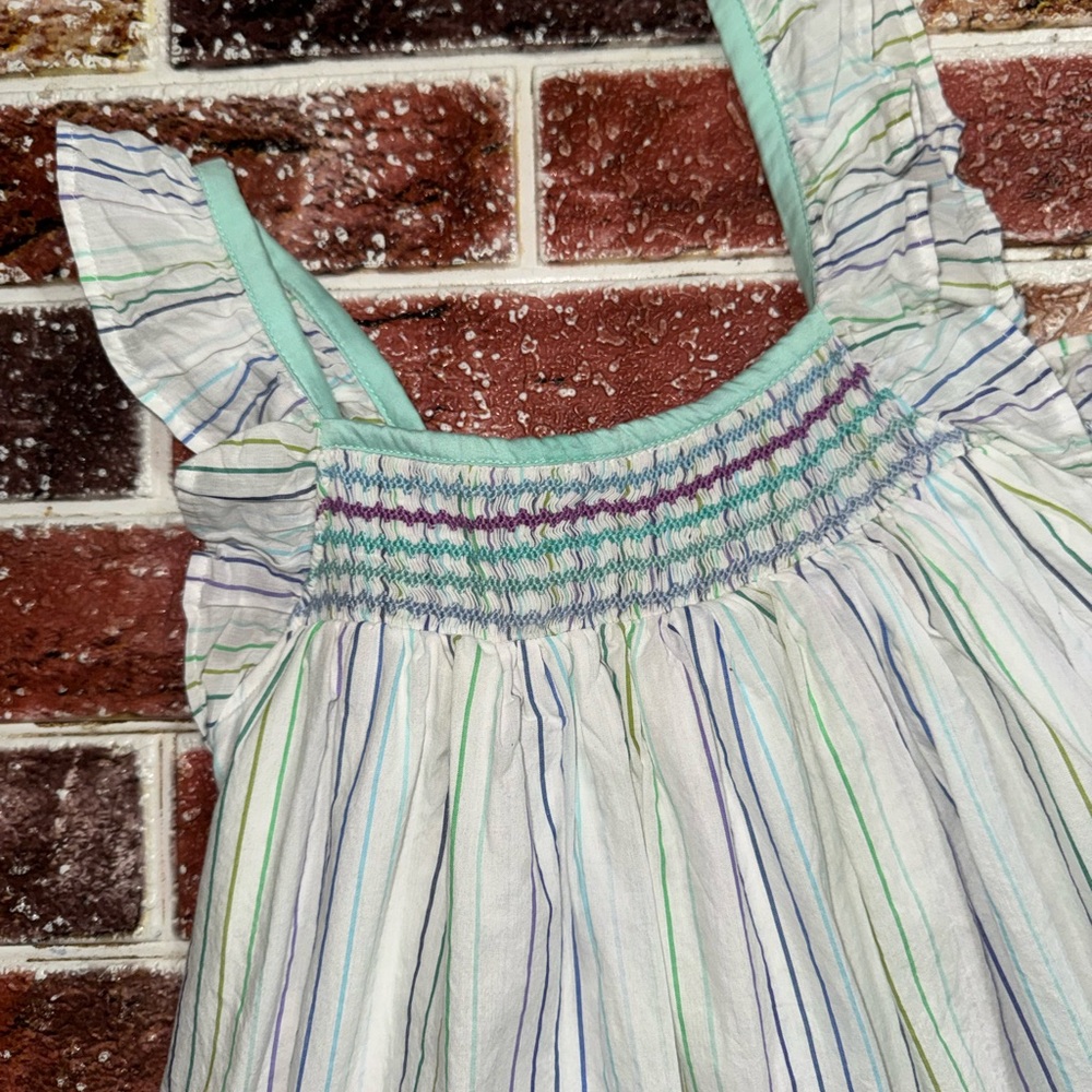 Well Dressed Wolf smocked party stripe top tunic Size 8 girls boutique top only - Picture 2 of 3